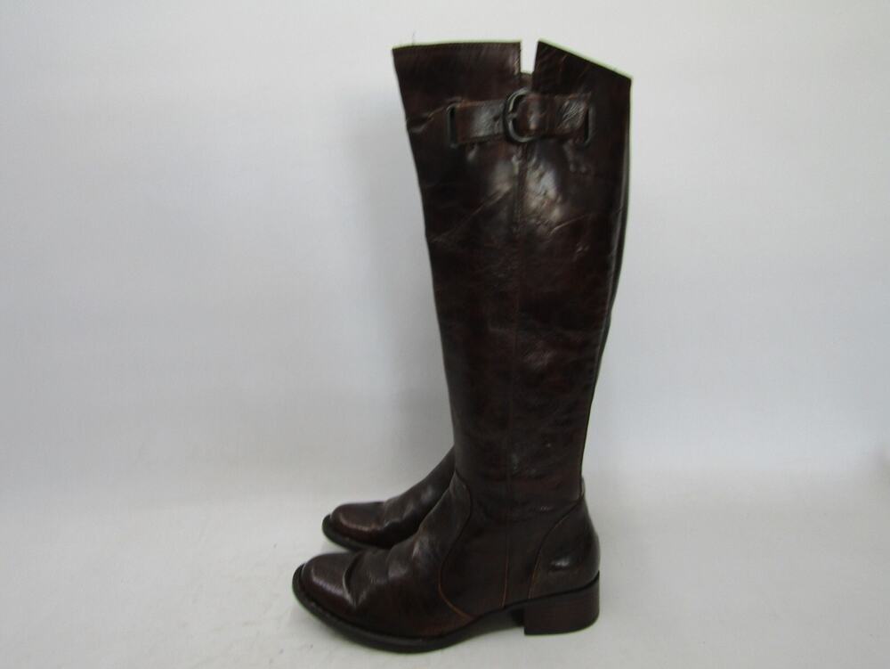 Born Womens Size 6 M Brown Leather Zip Buckle Fashion Knee High Boots